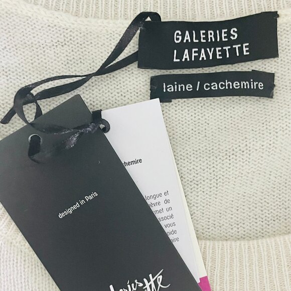 Galeries Lafayette 70% Wool 30% Cashmere Ivory Poncho Sweater O/S NWT - Picture 10 of 10